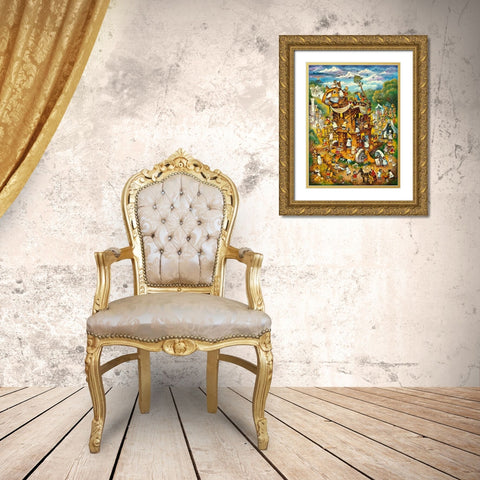 Trojan Cats Gold Ornate Wood Framed Art Print with Double Matting by Bell, Bill