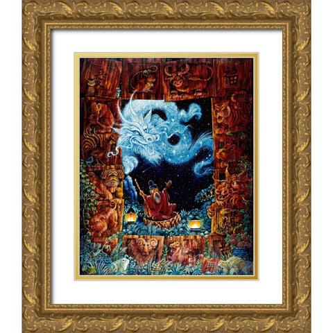 Year Of The Dragon (2000) Gold Ornate Wood Framed Art Print with Double Matting by Bell, Bill