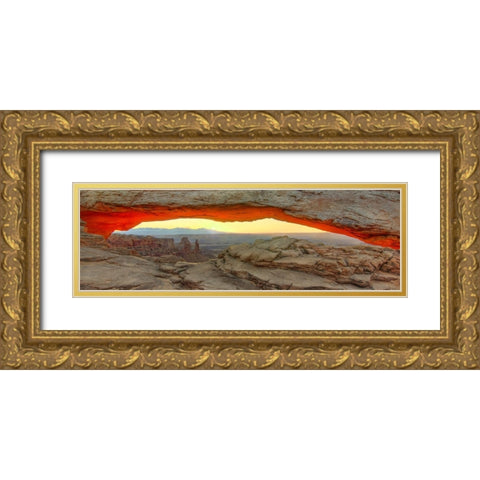 New Day Dawning At Mesa Arch Gold Ornate Wood Framed Art Print with Double Matting by Sherrell, Bill