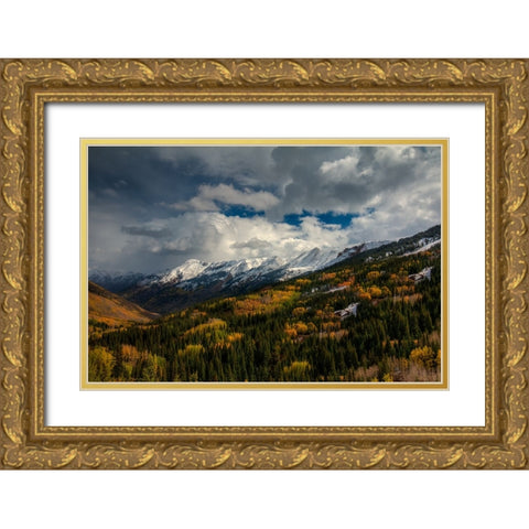 Storm Over Red Mountain Pass Gold Ornate Wood Framed Art Print with Double Matting by Sherrell, Bill