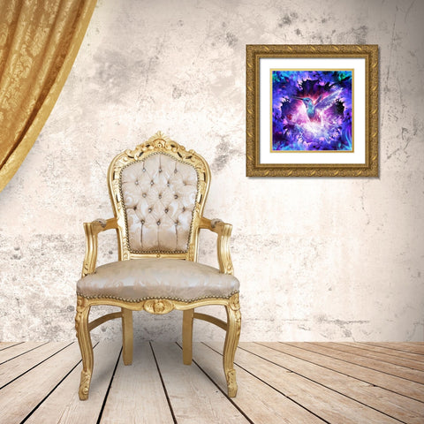 Hummingbird Love Gold Ornate Wood Framed Art Print with Double Matting by Gray, Cameron