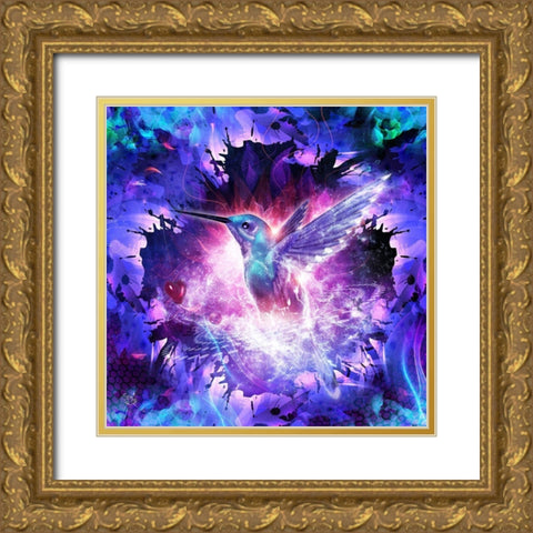 Hummingbird Love Gold Ornate Wood Framed Art Print with Double Matting by Gray, Cameron