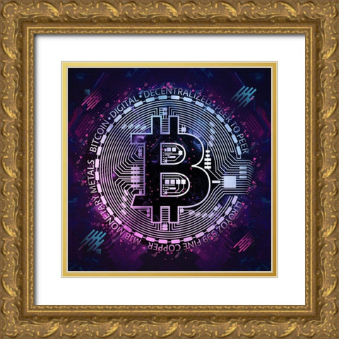 Bitcoin 1 Gold Ornate Wood Framed Art Print with Double Matting by Gray, Cameron