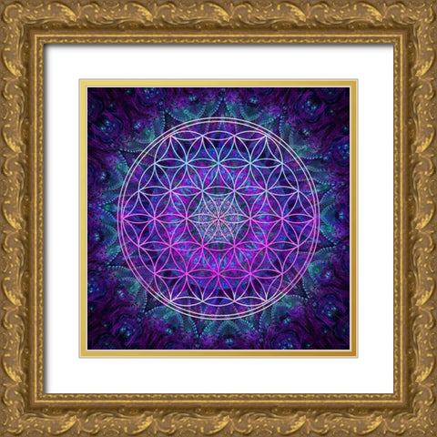Flower Of Life Gold Ornate Wood Framed Art Print with Double Matting by Gray, Cameron