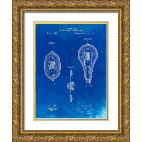 PP889-Faded Blueprint Ibanez Pro 540RBB Electric Guitar Patent Poster Gold Ornate Wood Framed Art Print with Double Matting by Borders, Cole