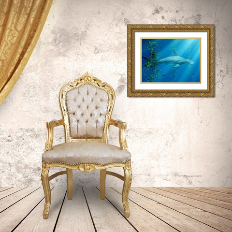 Hammer Head Among The Seaweed Gold Ornate Wood Framed Art Print with Double Matting by Eskridge, Daniel