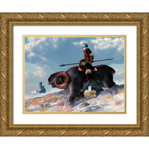 Winter Warrior Gold Ornate Wood Framed Art Print with Double Matting by Eskridge, Daniel