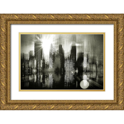 Minneapolis Apocalypse Gold Ornate Wood Framed Art Print with Double Matting by Manlove, David