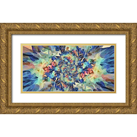 Reverse Floral Radial Gold Ornate Wood Framed Art Print with Double Matting by Manlove, David
