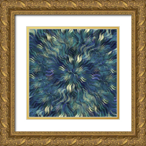 Sea Floral Radial Gold Ornate Wood Framed Art Print with Double Matting by Manlove, David