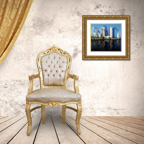 City of the Future Gold Ornate Wood Framed Art Print with Double Matting by Manlove, David