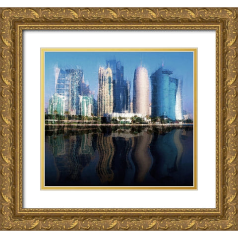 City of the Future Gold Ornate Wood Framed Art Print with Double Matting by Manlove, David
