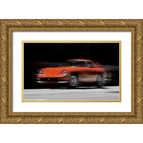Ferrari 275 GTB Gold Ornate Wood Framed Art Print with Double Matting by Manlove, David