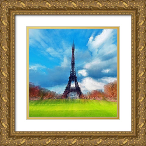 Eiffle Tower Gold Ornate Wood Framed Art Print with Double Matting by Manlove, David