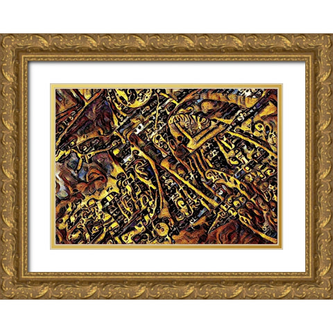 1HD1 Steampunk Gold Ornate Wood Framed Art Print with Double Matting by Manlove, David