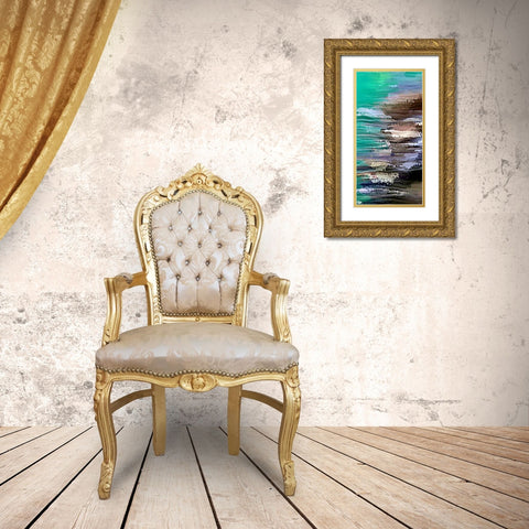 Splatter and Brush Gold Ornate Wood Framed Art Print with Double Matting by Manlove, David