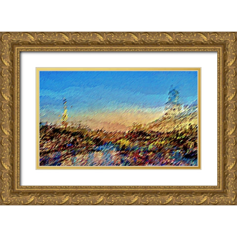 Seine River Abstract Gold Ornate Wood Framed Art Print with Double Matting by Manlove, David