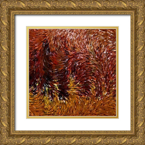 Fall on Fire Gold Ornate Wood Framed Art Print with Double Matting by Manlove, David
