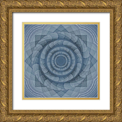 Teal Diamond Rotor Gold Ornate Wood Framed Art Print with Double Matting by Manlove, David