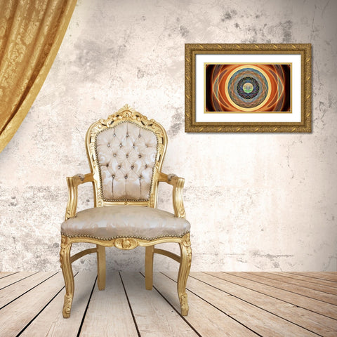 Round Table Sun Whirl X Gold Ornate Wood Framed Art Print with Double Matting by Manlove, David