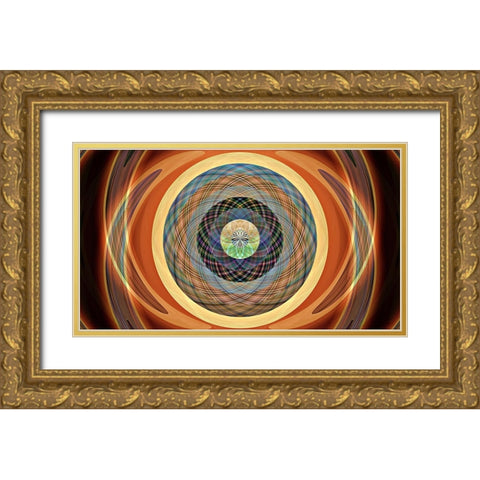 Round Table Sun Whirl X Gold Ornate Wood Framed Art Print with Double Matting by Manlove, David
