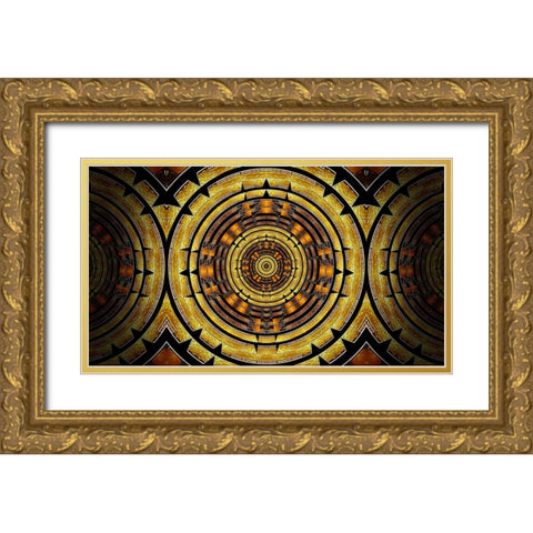 Aztec Gold-side Gold Ornate Wood Framed Art Print with Double Matting by Manlove, David