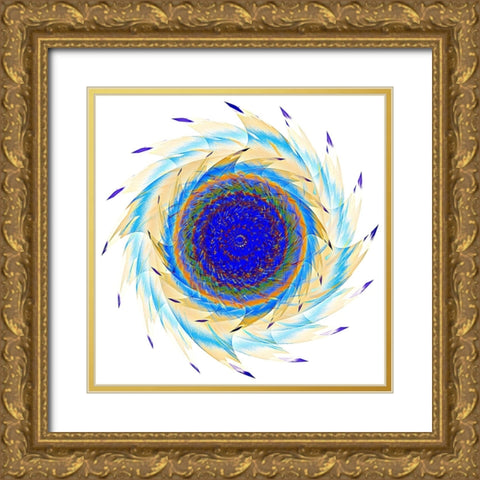 Sun Feathers Gold Ornate Wood Framed Art Print with Double Matting by Manlove, David