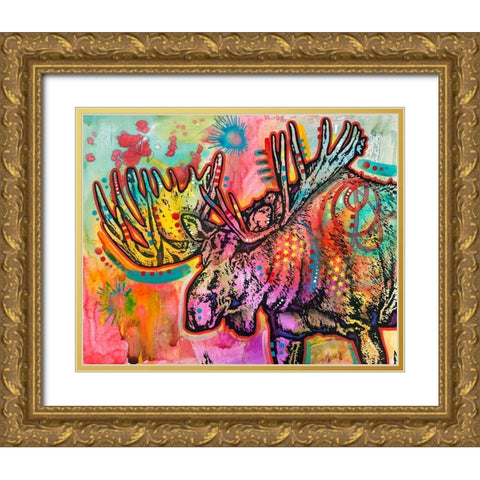 Bull Moose  Gold Ornate Wood Framed Art Print with Double Matting by Dean Russo Collection