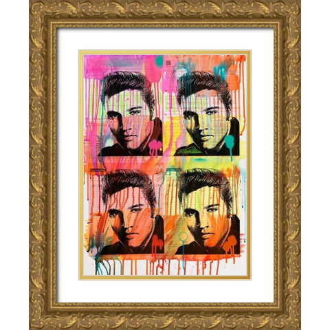 Elvis 4 Gold Ornate Wood Framed Art Print with Double Matting by Dean Russo Collection