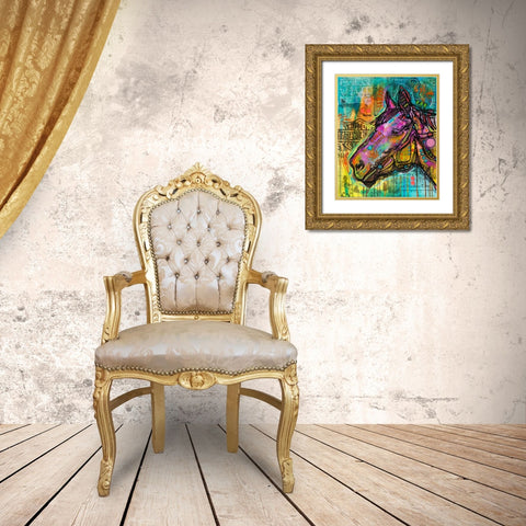 Horsepower Gold Ornate Wood Framed Art Print with Double Matting by Dean Russo Collection
