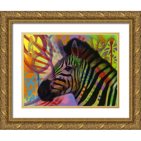 Zebra Gold Ornate Wood Framed Art Print with Double Matting by Dean Russo Collection