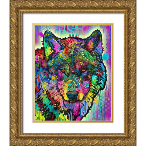 Warf Wolf Gold Ornate Wood Framed Art Print with Double Matting by Dean Russo Collection