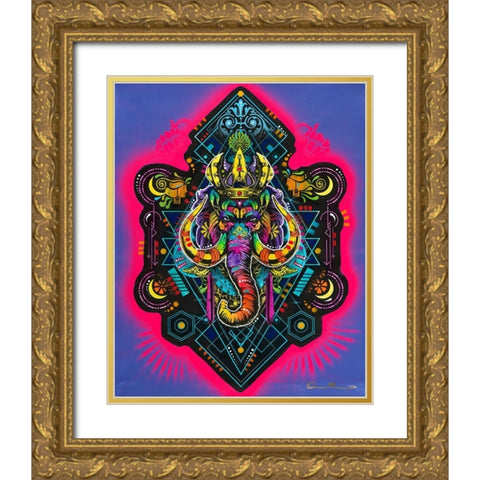 King Elephant Gold Ornate Wood Framed Art Print with Double Matting by Dean Russo Collection