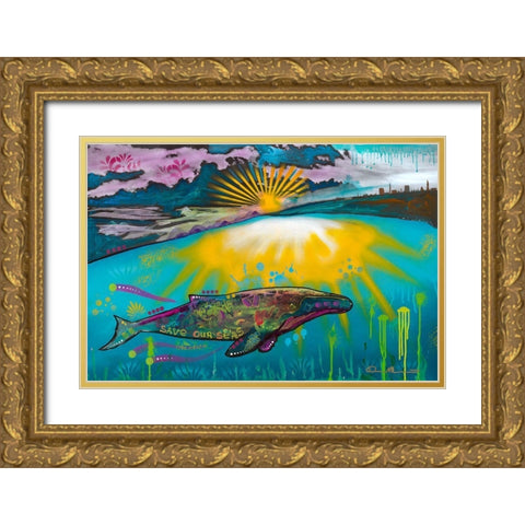 Save our Seas Gold Ornate Wood Framed Art Print with Double Matting by Dean Russo Collection