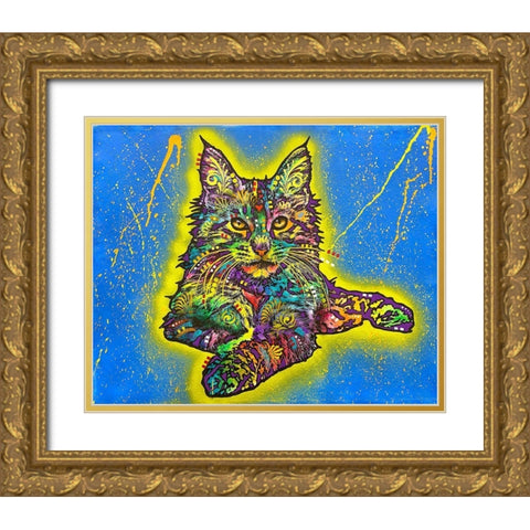 Maine Coon 2 Gold Ornate Wood Framed Art Print with Double Matting by Dean Russo Collection