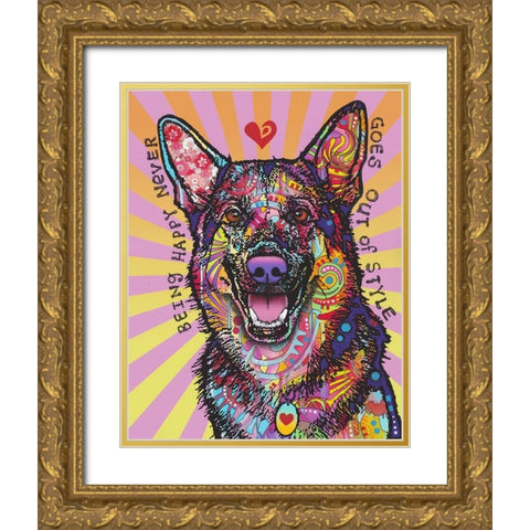 Being Happy Gold Ornate Wood Framed Art Print with Double Matting by Dean Russo Collection