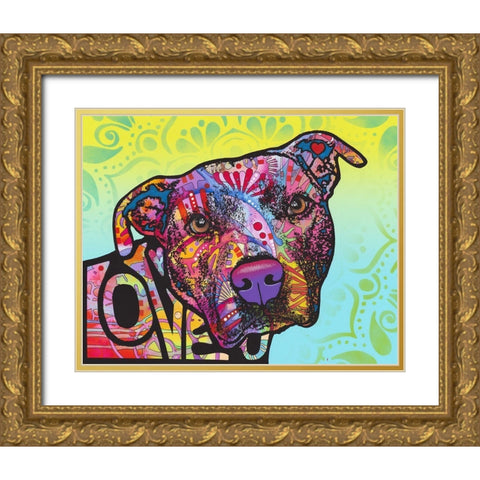 Love You Pit Bull Gold Ornate Wood Framed Art Print with Double Matting by Dean Russo Collection