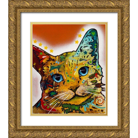 Tilt Cat Earth Tone Gold Ornate Wood Framed Art Print with Double Matting by Dean Russo Collection
