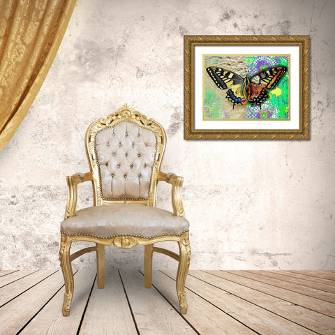 Exposed Butterfly Gold Ornate Wood Framed Art Print with Double Matting by Dean Russo Collection