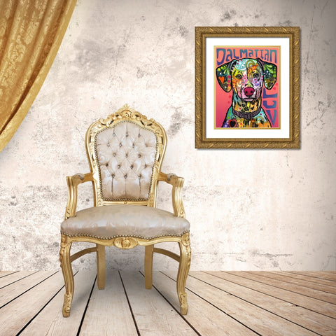 Dalmatian Luv Gold Ornate Wood Framed Art Print with Double Matting by Dean Russo Collection
