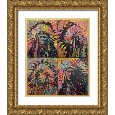 Chiefs Quadrant Gold Ornate Wood Framed Art Print with Double Matting by Dean Russo Collection