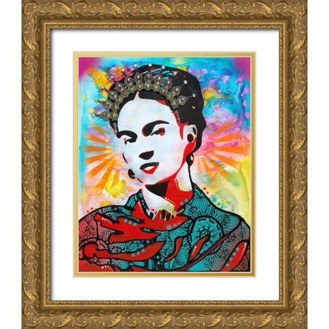 Kahlo Gold Ornate Wood Framed Art Print with Double Matting by Dean Russo Collection