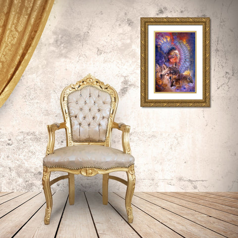 Iris Gold Ornate Wood Framed Art Print with Double Matting by Lund, Denton