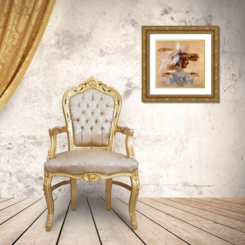 Feathers And Wings Gold Ornate Wood Framed Art Print with Double Matting by Lund, Denton