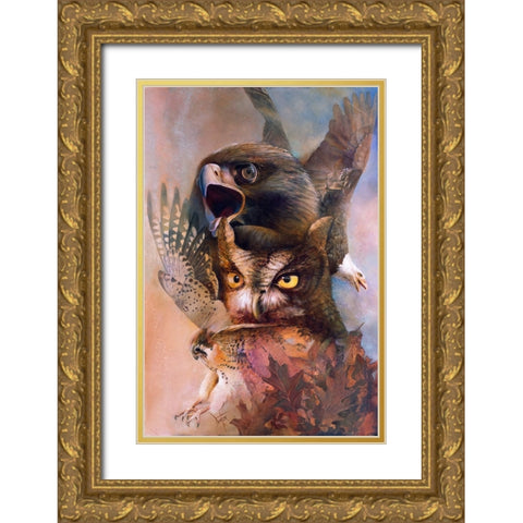 Wings Of Autumn Gold Ornate Wood Framed Art Print with Double Matting by Lund, Denton