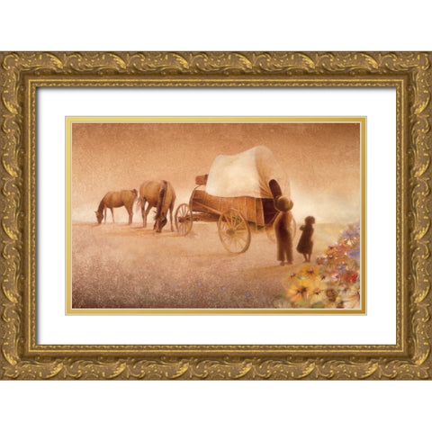 Sunset, The Endless Horizon Gold Ornate Wood Framed Art Print with Double Matting by Lund, Denton