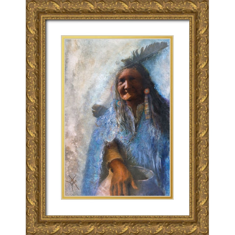 The Medicine Blanket Gold Ornate Wood Framed Art Print with Double Matting by Lund, Denton
