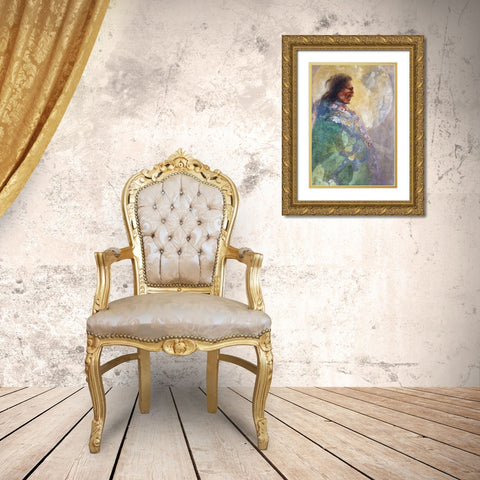 Robe Of Green Gold Ornate Wood Framed Art Print with Double Matting by Lund, Denton