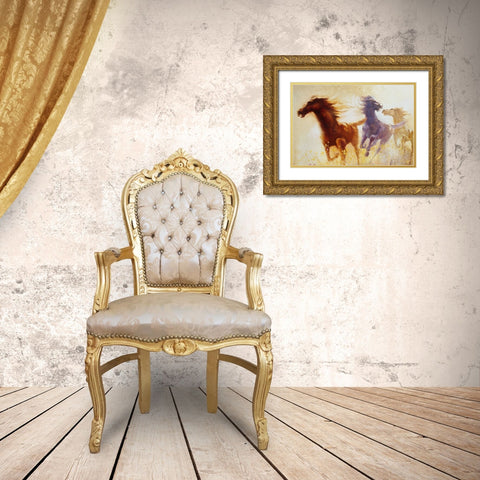 Wildflower Run Gold Ornate Wood Framed Art Print with Double Matting by Lund, Denton