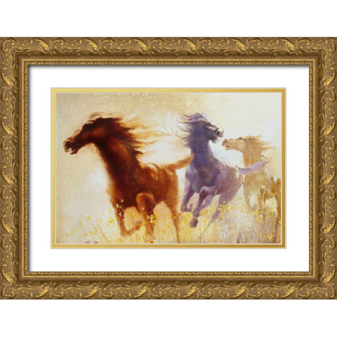 Wildflower Run Gold Ornate Wood Framed Art Print with Double Matting by Lund, Denton